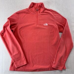 The North Face Sweater Womens Medium Fleece Pullover TKA 100 Orange 1/2 Zip